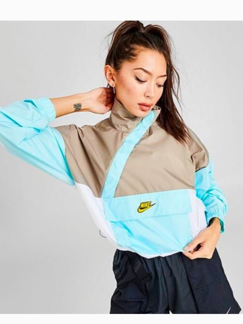 Nike Women’s Size S Icon Clash Woven Anorak Wind Jacket Blue‎ Green Colorblock